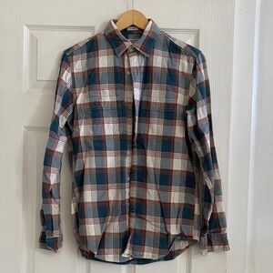 Men's Plaid Flannel Shirt in Green and Rust/Orange(ish)